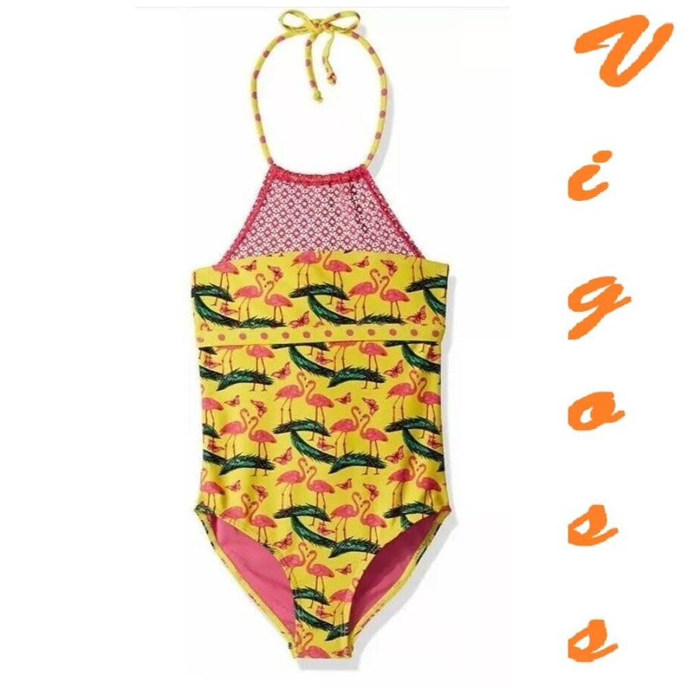 VIGOSS Girls Flamingo Besties 1Piece Bathing Suit